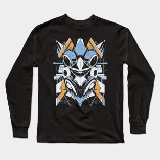 Geometric Marvel: Abstract Techno Praying Mantis Long Sleeve T-Shirt